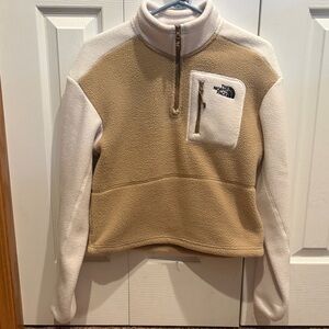 The North Face Beige and Off-White Fleece Jacket